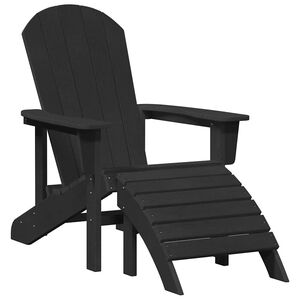vidaXL Adirondack krēsls Melna HDPE