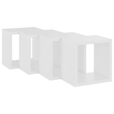vidaXL kuba formas sienas plaukti, 4 gab., balti, 22x15x22 cm