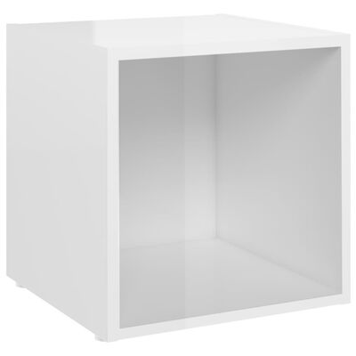 vidaXL TV plaukts, spīdīgi balts, 37x35x37 cm, skaidu plāksne