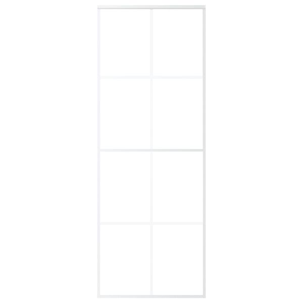 vidaXL bīdāmās durvis, 76x205 cm, ESG stikls, balts alumīnijs