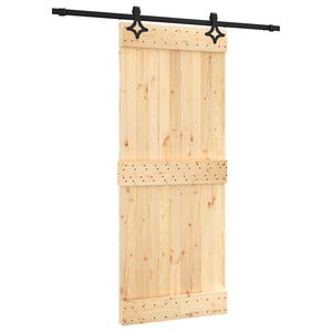vidaXL Slīdo&scaron;ās durvis 85 x 210 cm Cieta priedes koks (neapstrādāts)