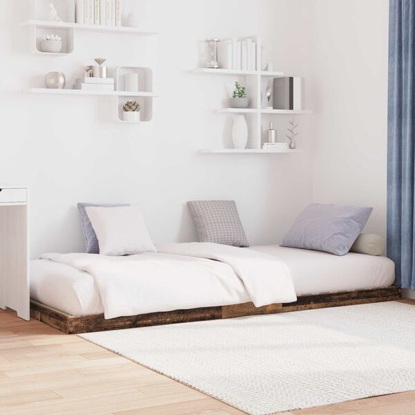 vidaXL Grīdas gultas rāmis Vecs koks 90 x 200 cm Inženierijas koks