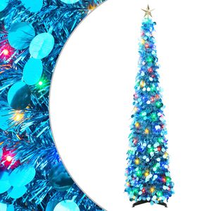 vidaXL Saliekamā LED Ziemassvētku egle ar zvaigzni galotnē 120 cm