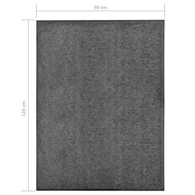 vidaXL durvju paklājs, mazgājams, antracītpelēks, 90x120 cm