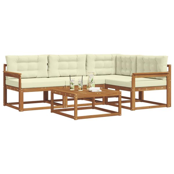 vidaXL Āra dīvānu komplekts ar spilvenu 5 pcs Dabisks un krējuma