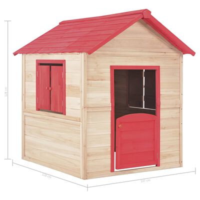 vidaXL bērnu rotaļu māja, sarkanas detaļas, egles koks