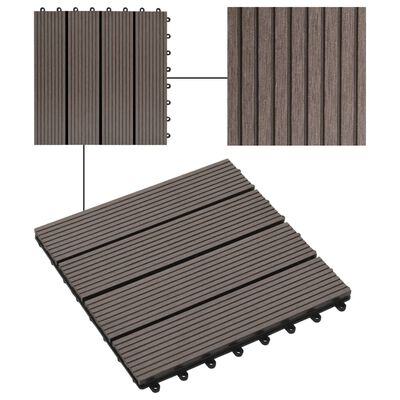 vidaXL terases flīzes, 22 gab., WPC, 30x30 cm, 2 m2, tumši brūnas