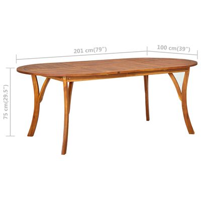 vidaXL dārza galds, 201x100x75 cm, akācijas masīvkoks