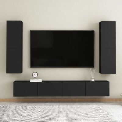 vidaXL TV skapītis, melns, 30,5x30x110 cm, skaidu plāksne
