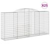 vidaXL arkveida gabiona grozi, 25gb., 300x50x140/160cm, cinkota dzelzs