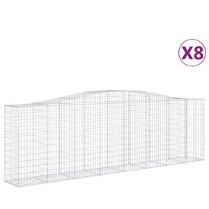vidaXL arkveida gabiona grozi, 8 gb., 400x50x120/140cm, cinkota dzelzs