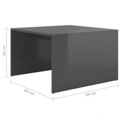 vidaXL kafijas galdiņu komplekts, spīdīgi pelēks, 60x60x38 cm
