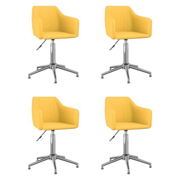 vidaXL grozāmi virtuves krēsli, 4 gab., dzeltens audums