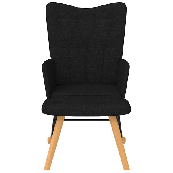 vidaXL &scaron;ūpuļkrēsls ar kāju balstu, melns audums