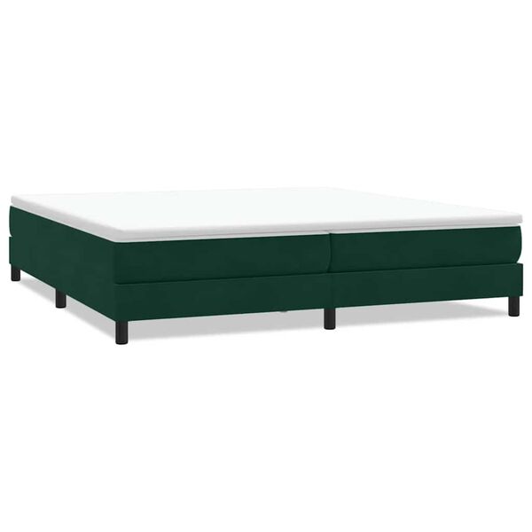 vidaXL Box Spring Gulta bez matrača Tum&scaron;i zaļa 200x210 cm samts