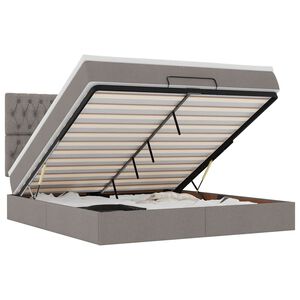 vidaXL Osmaņu gultas rāmis ar matrača pelēkbrūns 180x200cm audums