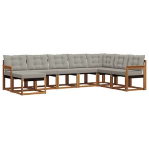 vidaXL Āra dīvānu komplekts ar spilvenu 8 pcs Dabīgs un gai&scaron;i pelēks