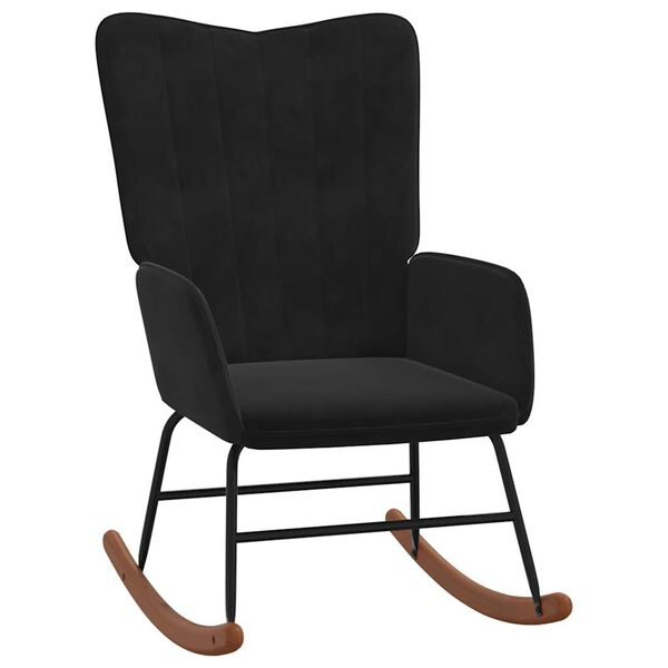 vidaXL šūpuļkrēsls ar kāju balstu, melns samts