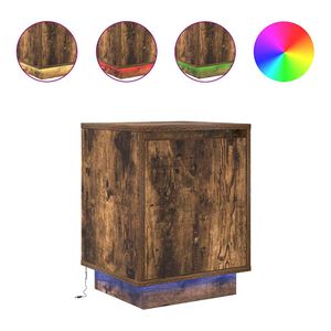 vidaXL naktsskapītis ar LED gaismām kūpināts ozols 38x34x50 cm