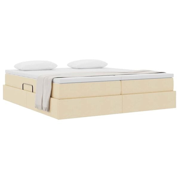 vidaXL Gulta ar uzglabā&scaron;anas vietu un matraci Krēmkrāsa 180 x 200 cm