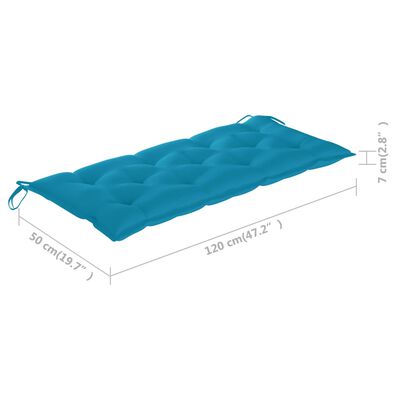 vidaXL sols ar gaiši zilu matraci, 120 cm, masīvs tīkkoks