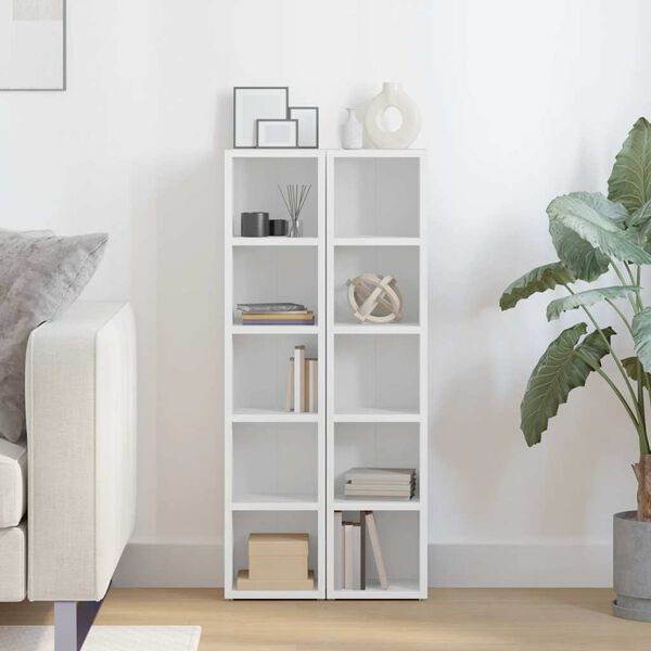 vidaXL CD plaukti, 2 gab., 21x16x93,5 cm, balti, skaidu plāksne