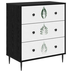 vidaXL Drīzā rokas HANAU Zaļa lapu druka 66 x 36,5 x 76 cm Melns ozols