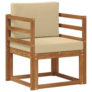 vidaXL Āra dīvāns Cieta akācijas koks un poliesters Dabiska