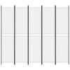 vidaXL 5-paneļu istabas aizslietnis, 250x220 cm, balts audums