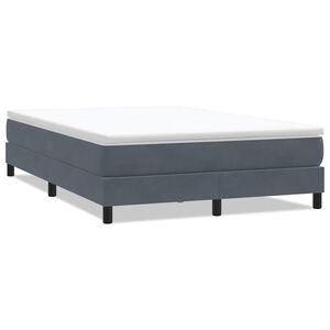vidaXL Box Spring Gulta bez matrača Tum&scaron;i pelēka 140x220 cm samts