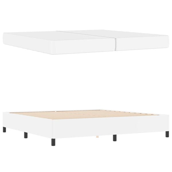 vidaXL Gultas rāmis ar matraci Balts 200 x 200 cm audums