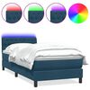 vidaXL atsperu gulta ar matraci, LED, tum&scaron;i zils samts, 100x220 cm