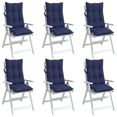 vidaXL dārza krēslu matrači, 6 gab., tumši zils oksforda audums