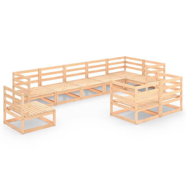 vidaXL 9-daļīgs dārza atpūtas mēbeļu komplekts, priedes masīvkoks