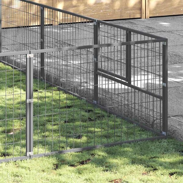 vidaXL suņu voljērs, sudraba krāsa, 25 m&sup2;, tērauds