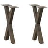 vidaXL kafijas galdiņa kājas, 2 gab., X-veida, dabīgs tērauds, 38x(42-43) cm