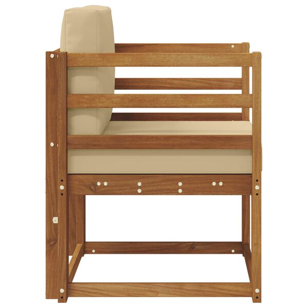 vidaXL Āra dīvāns Cieta akācijas koks un poliesters Dabiska