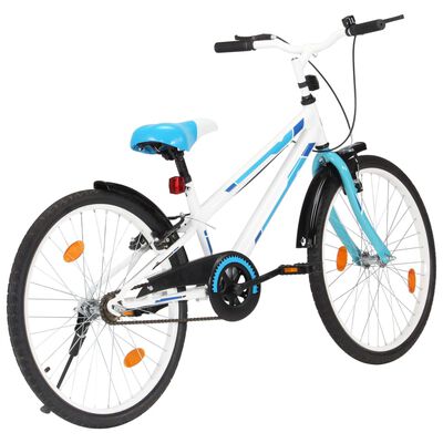 vidaXL bērnu velosipēds, 24 collas, zils ar baltu