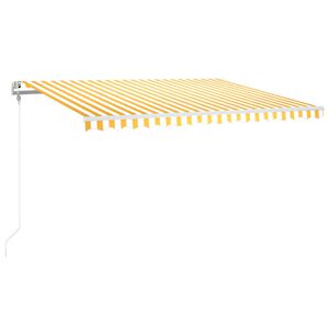vidaXL izvelkama markīze, LED, vēja sensors, dzeltenbalta, 400x300 cm