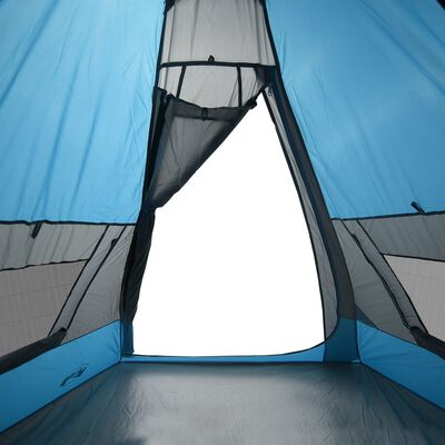 vidaXL kempinga telts, tipi, 7 personām, zila, ūdensnecaurlaidīga