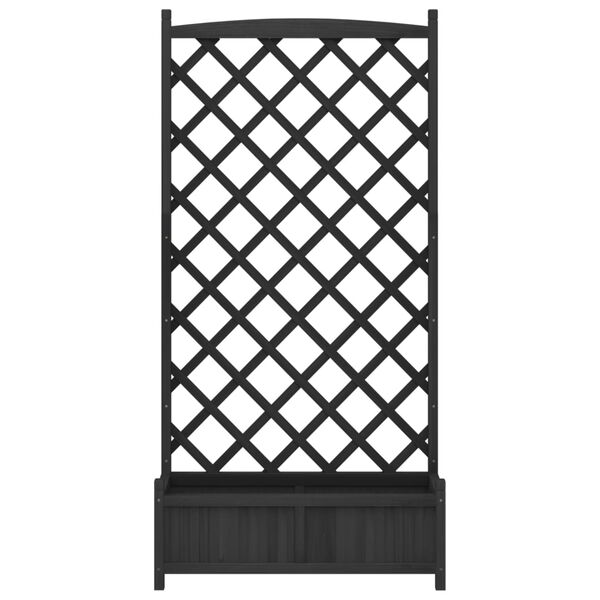 vidaXL puķu kaste ar &scaron;paleru, melna, egles masīvkoks