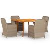 vidaXL 5-daļīgs dārza mēbeļu komplekts, brūns