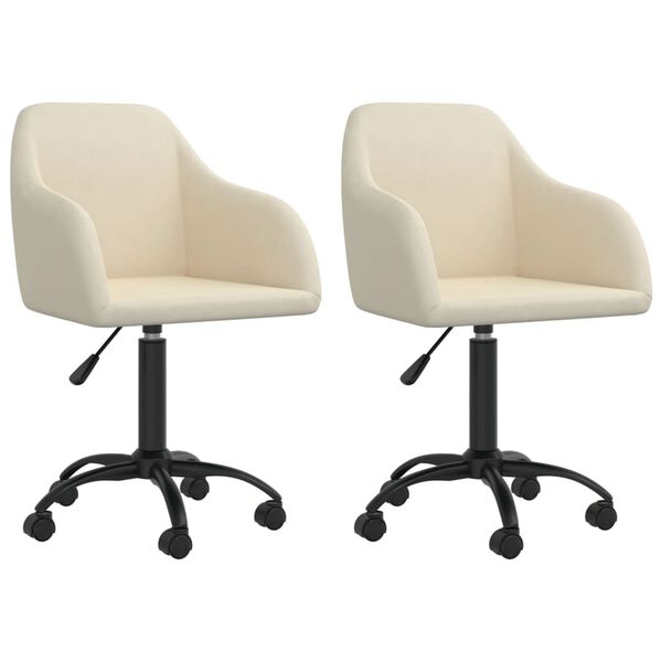 vidaXL grozāmi virtuves krēsli, 2 gab., krēmkrāsas samts