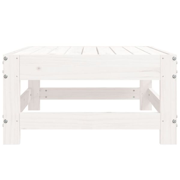 vidaXL dārza kājsoliņš, balts, priedes masīvkoks