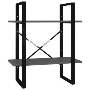 vidaXL 2-līmeņu grāmatu plaukts, pelēks, 60x30x70cm, inženierijas koks