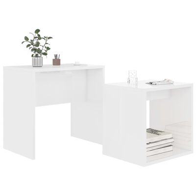 vidaXL kafijas galdiņu komplekts, balts, 48x30x45 cm, skaidu plāksne