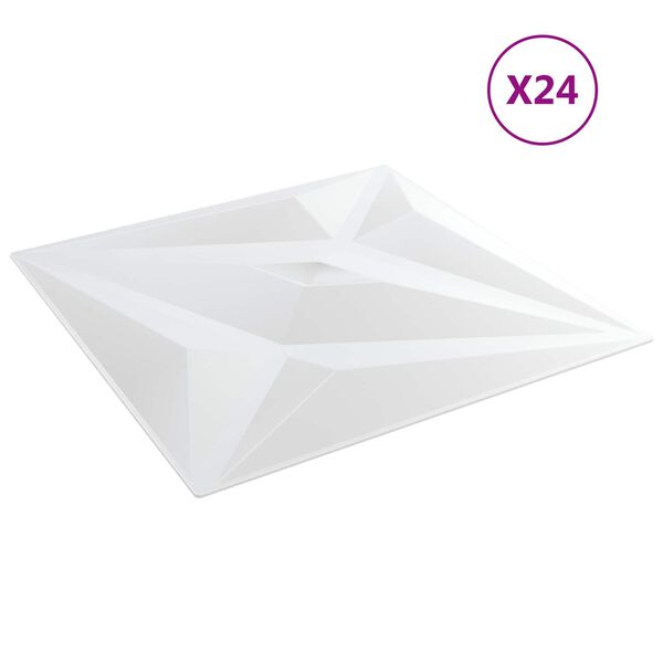 vidaXL Sienas paneļi 24 pcs Balta Zvaigzne 50 x 50 cm XPS Putu