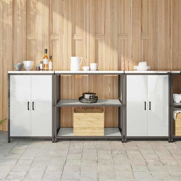 vidaXL Virtuves glabā&scaron;anas komplekts 3 pcs Sudraba Cinkots tērauds