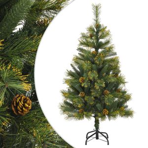 vidaXL mākslīgā Ziemassvētku egle ar čiekuriem, 120 cm