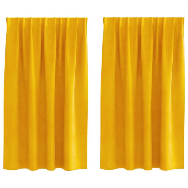 vidaXL Aptum&scaron;ojo&scaron;ie aizkari 2 pcs Sinapsu dzeltena 140 x 140 cm Samts